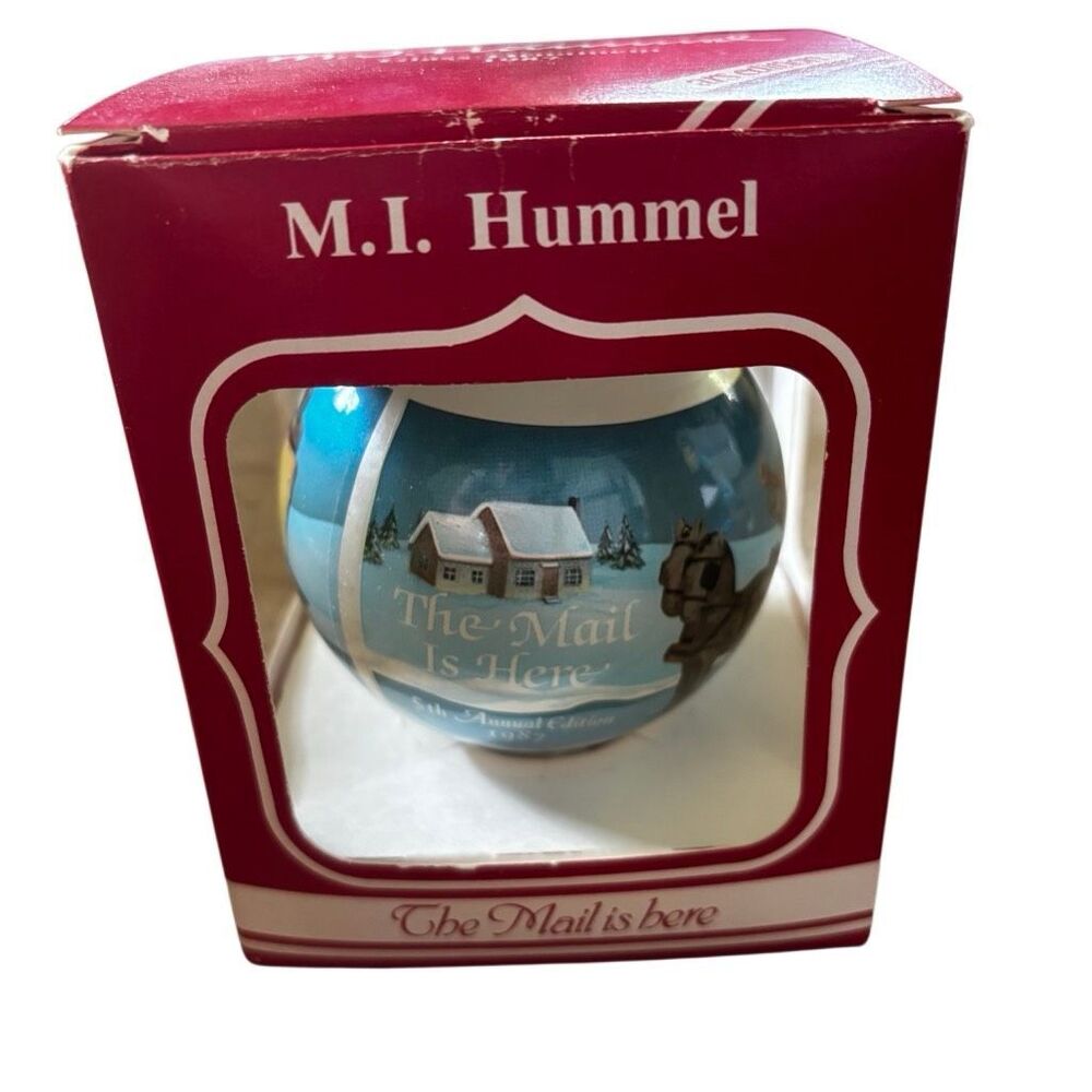 VTG 1987 M.I. Hummel Glass Ornament "The Mail Is Here" 5th Annual Edition Box